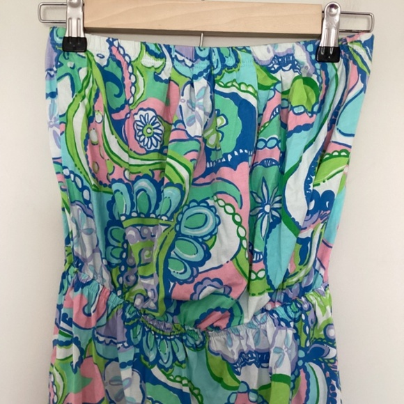 Lilly Pulitzer Windsor Strapless Jersey Dress Multi Conch Republic Sz S Sea Life - Picture 2 of 13